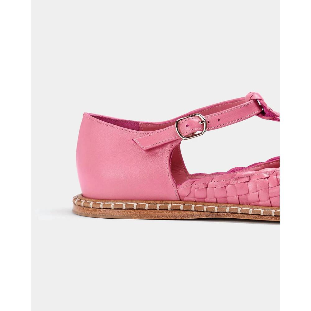 NEW NAGUISA women's fragaria woven t-strap shoes in pink - Picture 3 of 5